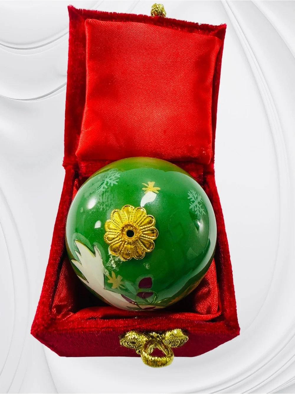Pier 1 Imports Li Bien Christmas Green Ornament 2013 White Dove Bird Holly Box